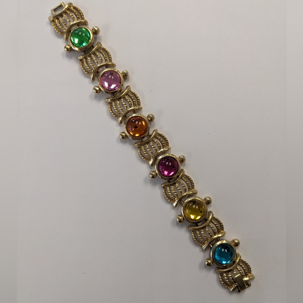 VTG COLORFUL JELLY BRACELET WITH GOLD ACCENTS - Picture 12 of 15